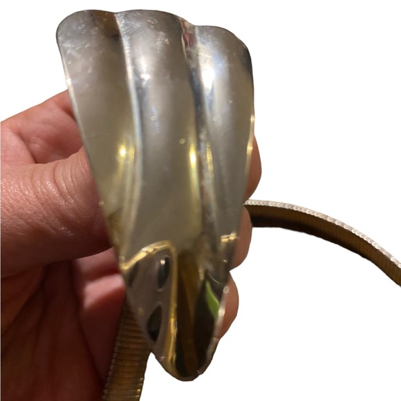 Vintage silver snake chain belt w unique buckle stretch - Picture 3 of 13